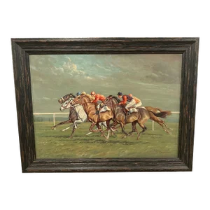 Painting of Jockeys Racing by Ninetta Butterworth