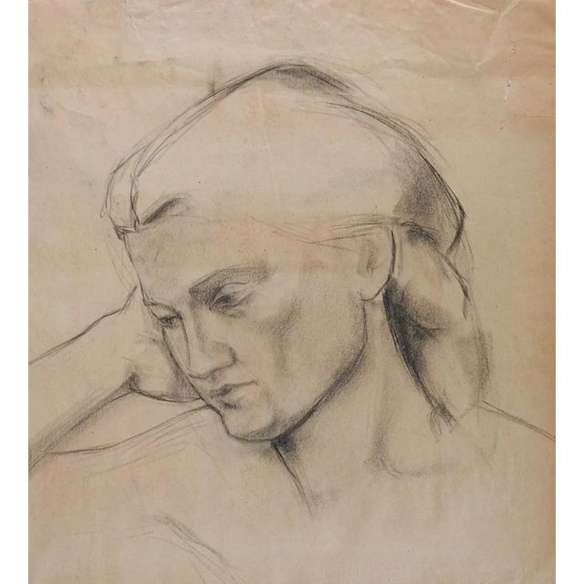 Vintage Portrait Study of Woman Drawing For Sale - Image 4 of 4