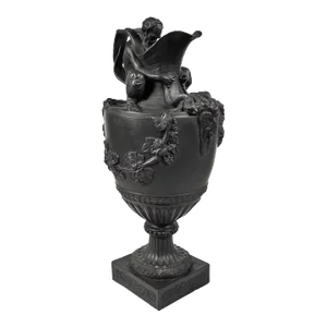 Antique 19th Century Wedgwood Basalt Ewer Urn "Sacred to Bacchus" After a Model by John Flaxman