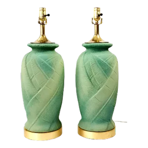 Lamps Palm Tree Leaf Restored Pair