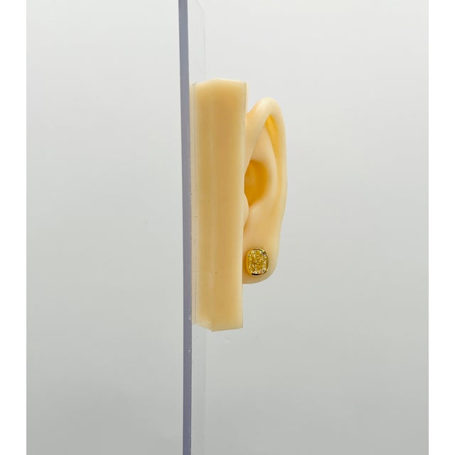 Beautiful 4.03 ct. WZ VVS-VS diamond cushions. Handmade in 18k yellow gold. Push back setting. Comes with GIA certificates.