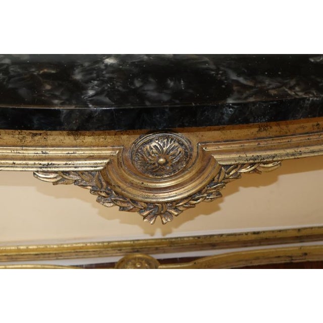 Gold 1960s Louis XV Style Faux Marble Gold Console Table Attributed to Maison Jansen For Sale - Image 8 of 10