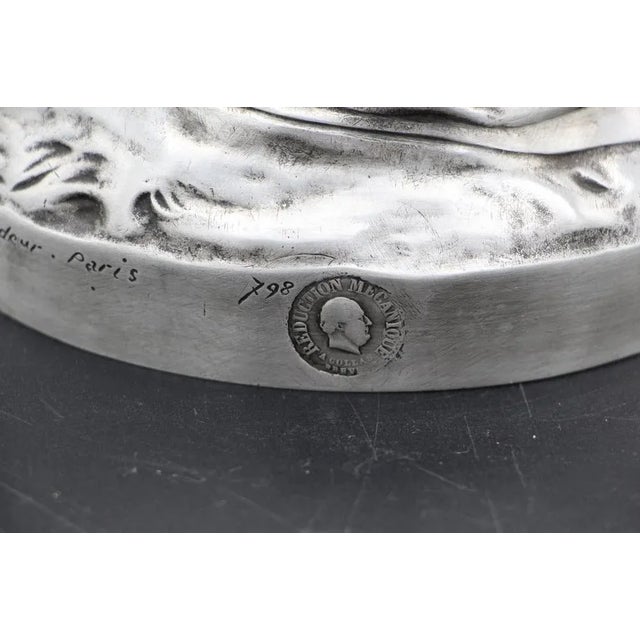 Silver Chapu, Barbedienne Sculpture of Joan of Arc, 1800s, Bronze with Silver Patina For Sale - Image 8 of 9