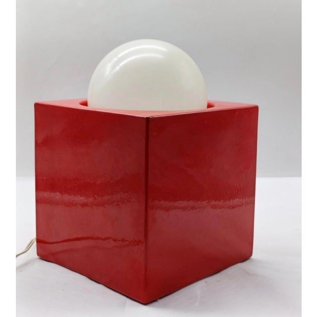 Red Ceramic Table Lamp by Enzo Bioli for Il Picchio, Italy, 1960s For Sale - Image 10 of 10