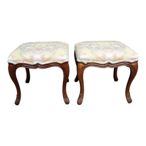 Pair of Henredon French Style Cherry Footstools