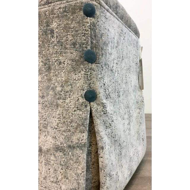Caracole Caracole Couture Modern Grey and Turquoise Cut Velvet Hide and Seek Storage Ottoman For Sale - Image 4 of 6
