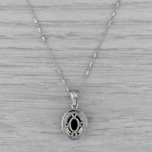 Modern 1.90ctw Green Tourmaline Diamond Halo Pendant Necklace 14k Whtie Gold 18.5" For Sale - Image 3 of 6