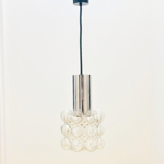 Mid-Century Bubble Glass and Chrome Pendant attributed to Helena Tynell for Limburg, Germany, 1960s For Sale - Image 4 of 9