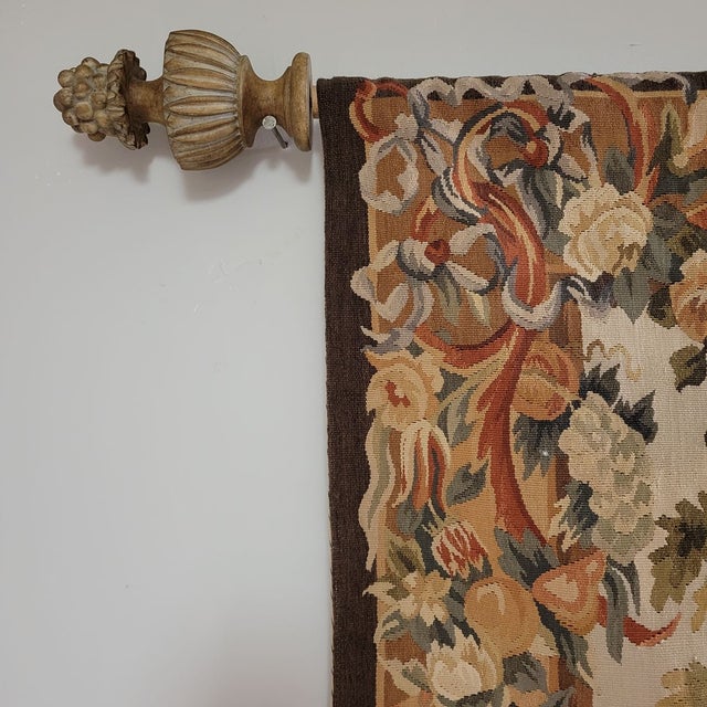 Vintage French Handwoven Aubusson Wall Tapestry, Bird in Woodland Landscape, Gobelins Weave For Sale - Image 4 of 11