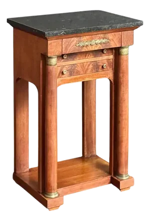 French Empire Side Table of Mahogany With Marble Top