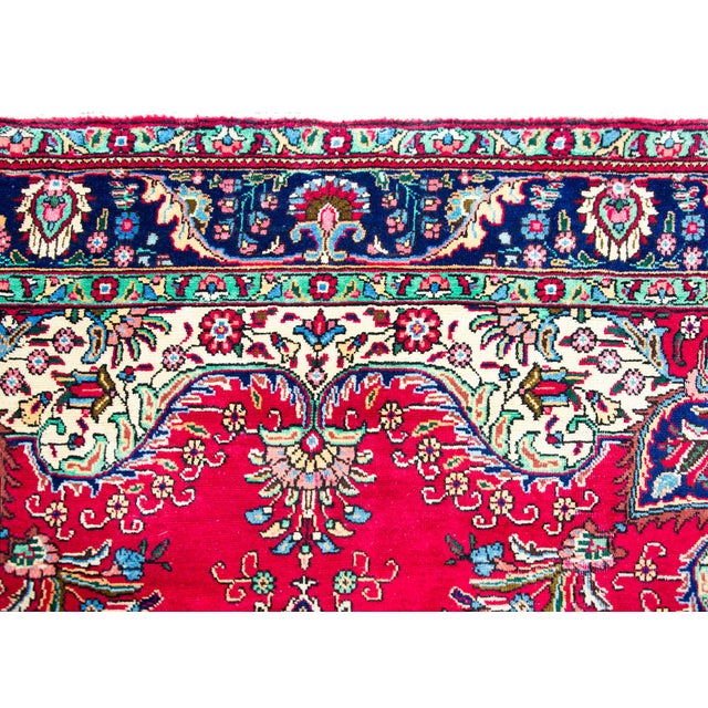 Mid 20th Century Vintage Persian Tabriz Rug For Sale - Image 5 of 7