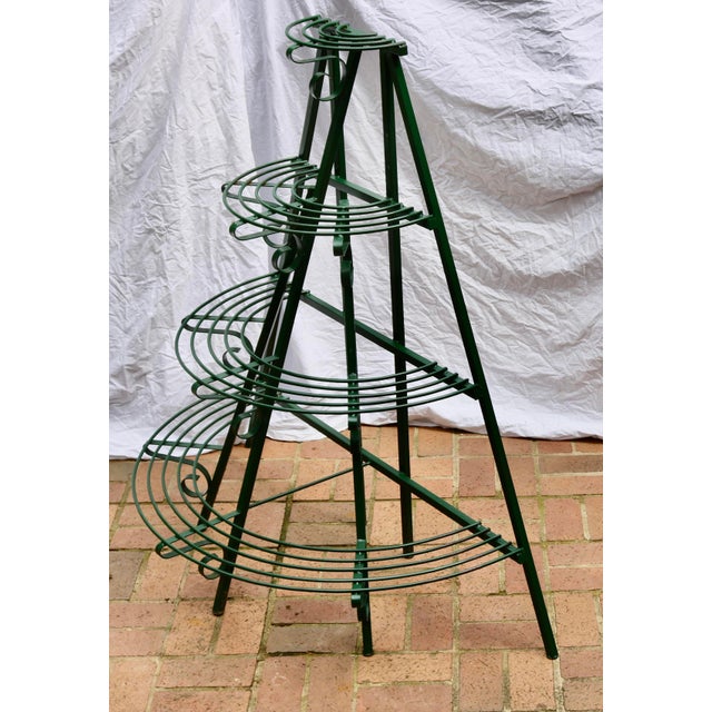 Mid-Century Modern Vintage Wrought Iron Tiered Garden Plant Stand For Sale - Image 3 of 4