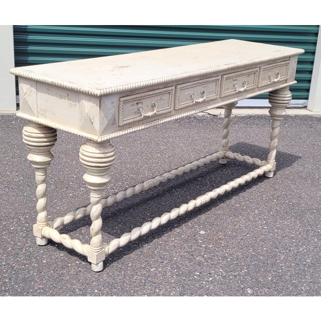 1980s Rustic White Barley Twist Long Sideboard or Credenza For Sale In Philadelphia - Image 6 of 13