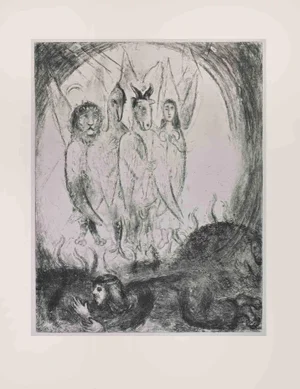 Marc Chagall, The Vision of Ezekiel, Etching, 1956