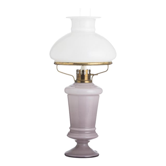 Glass and Crystal Table Lamp in Opaline Glass For Sale