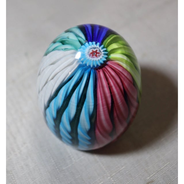Italian Vintage Hand Blown Italian Murano Art Studio Glass Egg Shaped Paperweight For Sale - Image 3 of 8