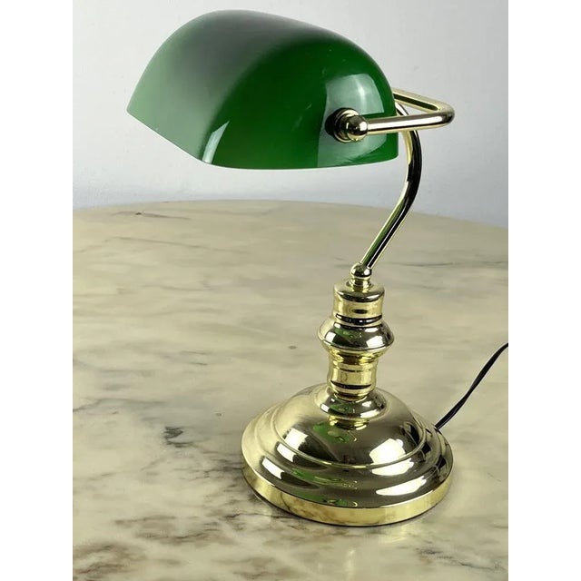 Ministerial Lamp in Golden Metal and Colored Glass, Italy, 1980s For Sale - Image 9 of 10