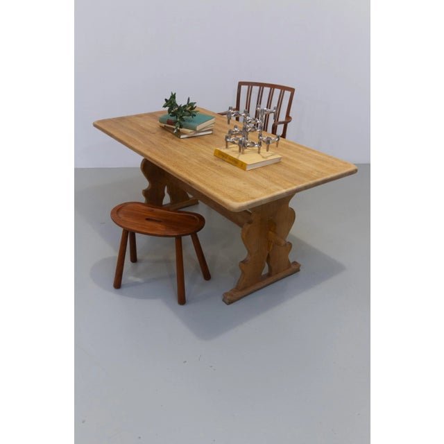Vintage Danish Brutalist Oak Dining Table, 1960s For Sale - Image 13 of 18