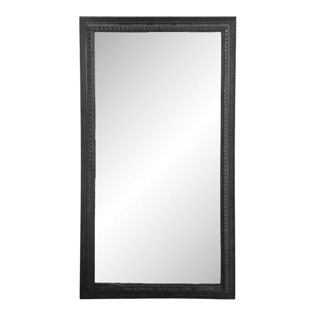 Monumental Dutch Baroque Mirror With Ebonized Ripple Carved Wood Frame For Sale