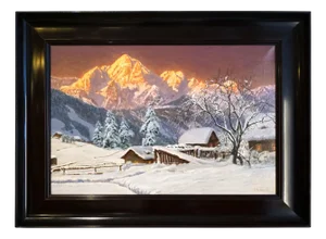 Alois Arnegger, Mountain Range at Dusk, Austria, 1890s, Wood & Canvas, Framed