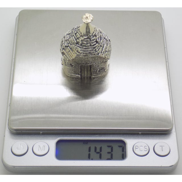 Silver Vintage Italian Handmade Genuine Solid Sterling Silver 925 Trullo Traditional South Italian House Figurine For Sale - Image 8 of 9