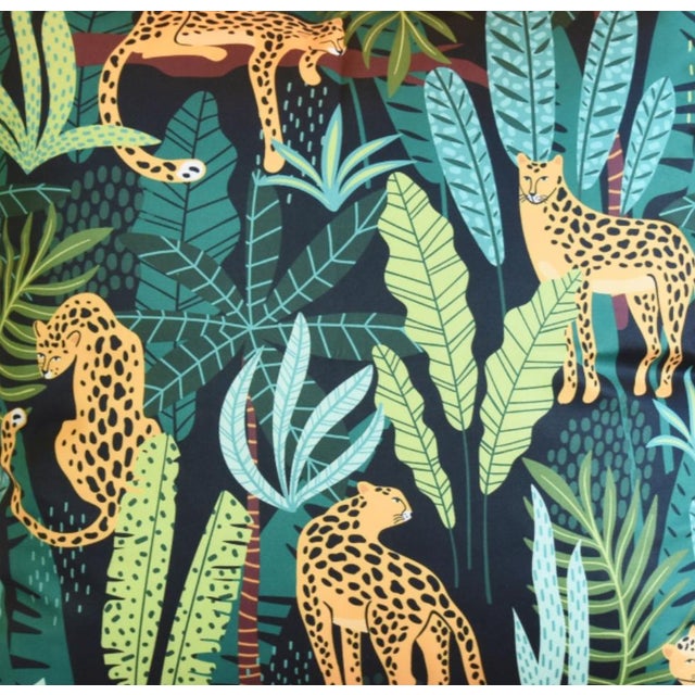 Textile Cheetah or Leopard Cat Botanical Jungle Pillow Cover 18” Square For Sale - Image 7 of 7