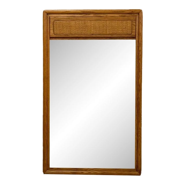 Lane Perception MCM Cane Mirror Vintage Mid-Century Rare Wall Mirror For Sale