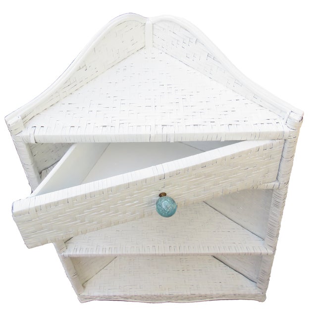 Farmhouse Vintage Wicker Corner Cabinet For Sale - Image 3 of 7