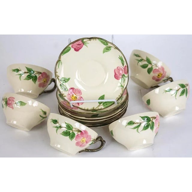 Set of 6 Franciscan Cups & Saucers in their most popular pattern - Desert Rose! The cups are unmarked & the saucers are...