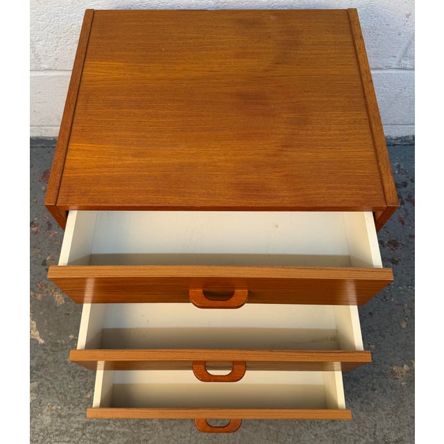 Wood Mid-Century Modern Teak Three-Drawer Nightstand For Sale - Image 7 of 11