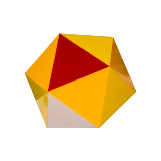 Geodesic Yellow & Orange Acrylic Pendant Light For Sale
