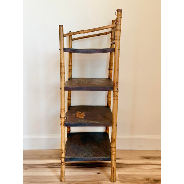 Antique English Tortoiseshell Bamboo 4-Tier Étagère, Circa 1800s For Sale - Image 4 of 12