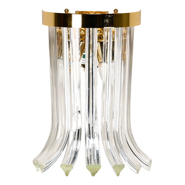 Wall Lamp in Brass and Crystal Glass by Novaresi, Italy, 1970s For Sale