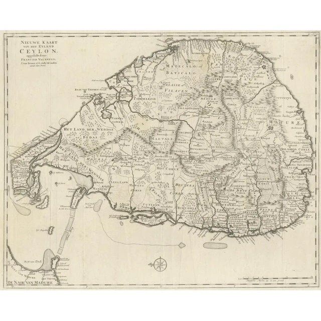 Large Antique Map of Ceylon, 1724 For Sale - Image 3 of 6