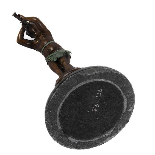 Early 20th Century Antique Bronze Boy Figure Blowing a Bugle on Marble Base – Classical Figural Sculpture For Sale - Image 5 of 8