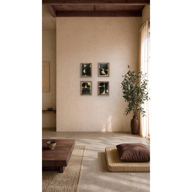 Contemporary 2026 "Elementi No.4" Contemporary Abstract Minimalist Painting on Paper by Artist r.k. Red For Sale - Image 3 of 4