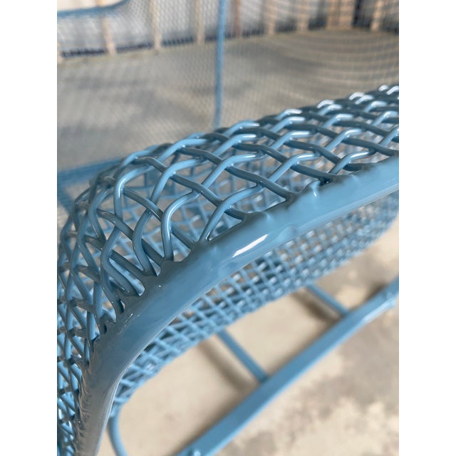 Cerulean Blue Russell Woodard Sculptura Loveseat + Cantilevered "Springer" Chair, Set of 2 For Sale - Image 9 of 12