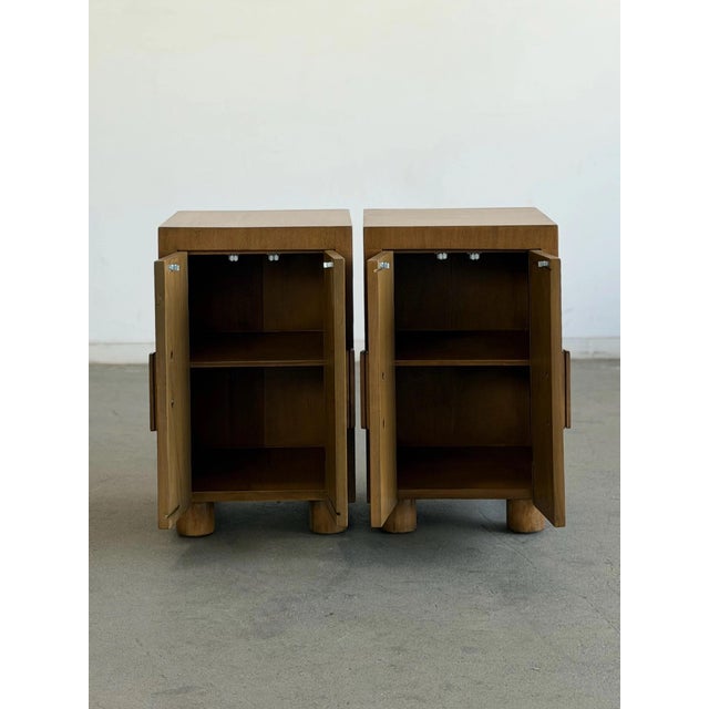 Folk Art Vintage White Oak Modernist Nightstands - Pair For Sale - Image 3 of 12