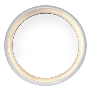 Vintage Backlit Ceramic and Glass Wall Mirror, Europe, 1970s For Sale
