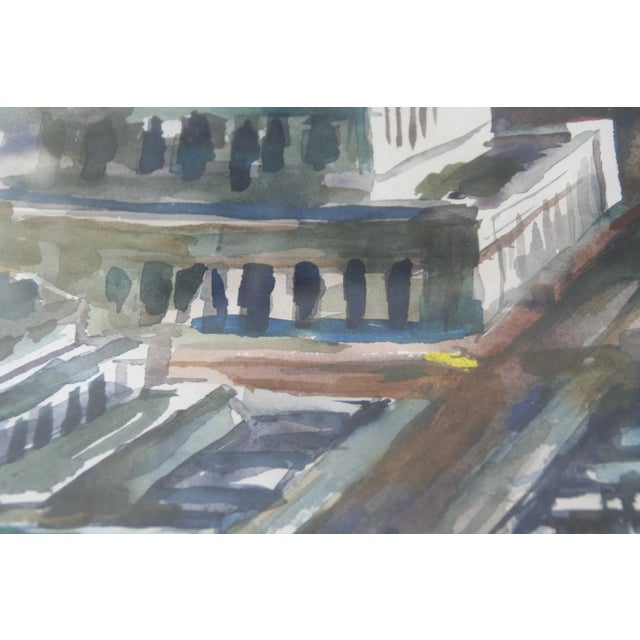 Vintage Cityscape Watercolor Painting For Sale - Image 4 of 5