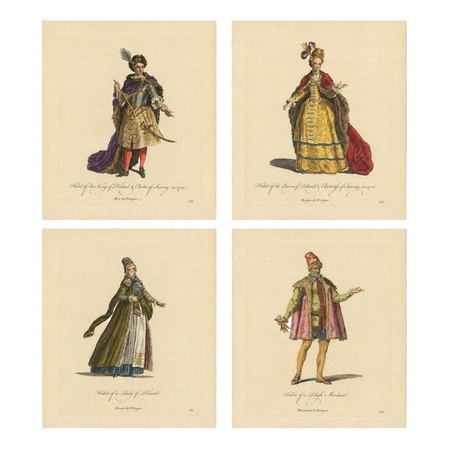 European School, Polish Royal & Noble Costume, 1749, Paper Engravings, Set of 4 For Sale