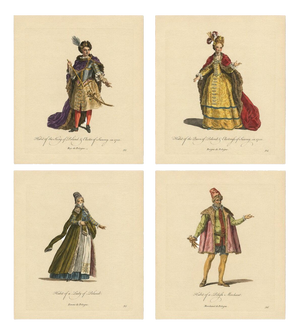 European School, Polish Royal & Noble Costume, 1749, Paper Engravings, Set of 4