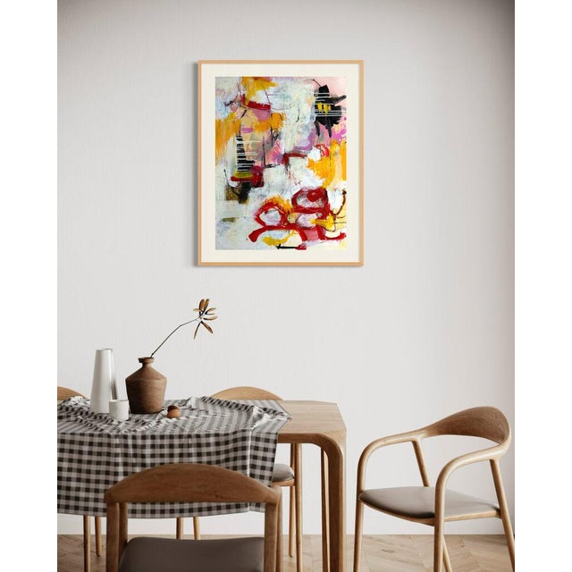 White Christiane Corcelle "Orquevaux White Whispers 2" Mixed Media on BFK Paper, Framed Abstract Painting in White, Yellow and Red, 2024 For Sale - Image 8 of 9