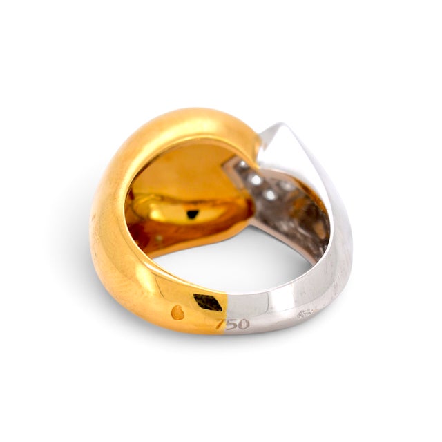 Fred Paris Vintage 18k Gold Signet Ring — Diamond Pavé | Signed & Numbered, Size 6.5 For Sale - Image 4 of 6
