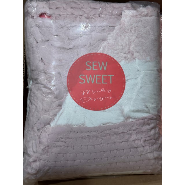 2020s Handmade Luxury Patchwork Minky Blanket | Blush Pink & Ivory | One of a Kind Plush Throw For Sale - Image 5 of 5