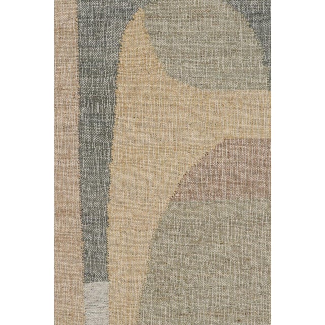 Contemporary Rug & Kilim’s Flatweave Rug in Beige With Gray, White & Green Geometric Patterns For Sale - Image 3 of 7