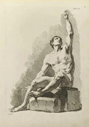 Nicholas Cochin, Posing Man, Etching, 1755