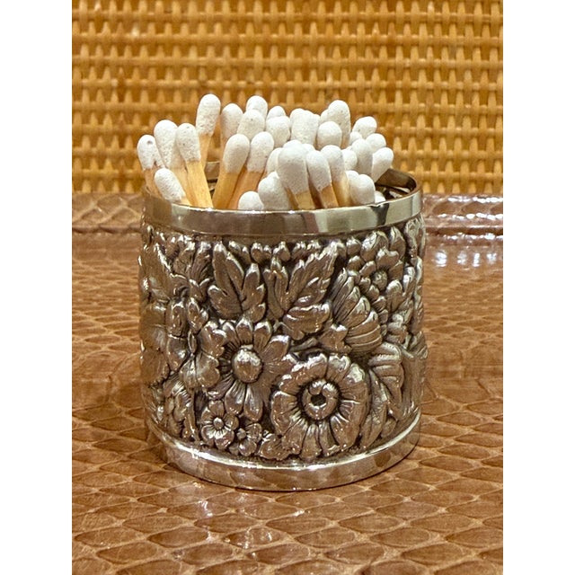 Tiffany & Co silver repousse toothpick holder. Signed and numbered 8953 Tiffany & Co. Makers 25 Silver-Soldered-E.F. with...