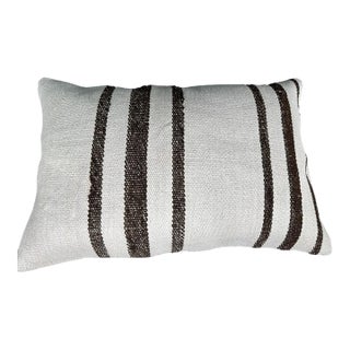 Turkish Hemp Pillow Cushion Natural Beige Dark Brown Pillow Cushion Cover 16" x 24" For Sale