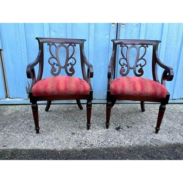 Brown Set of 6 Vintage Regency Style Mahogany Dining Chairs For Sale - Image 8 of 11